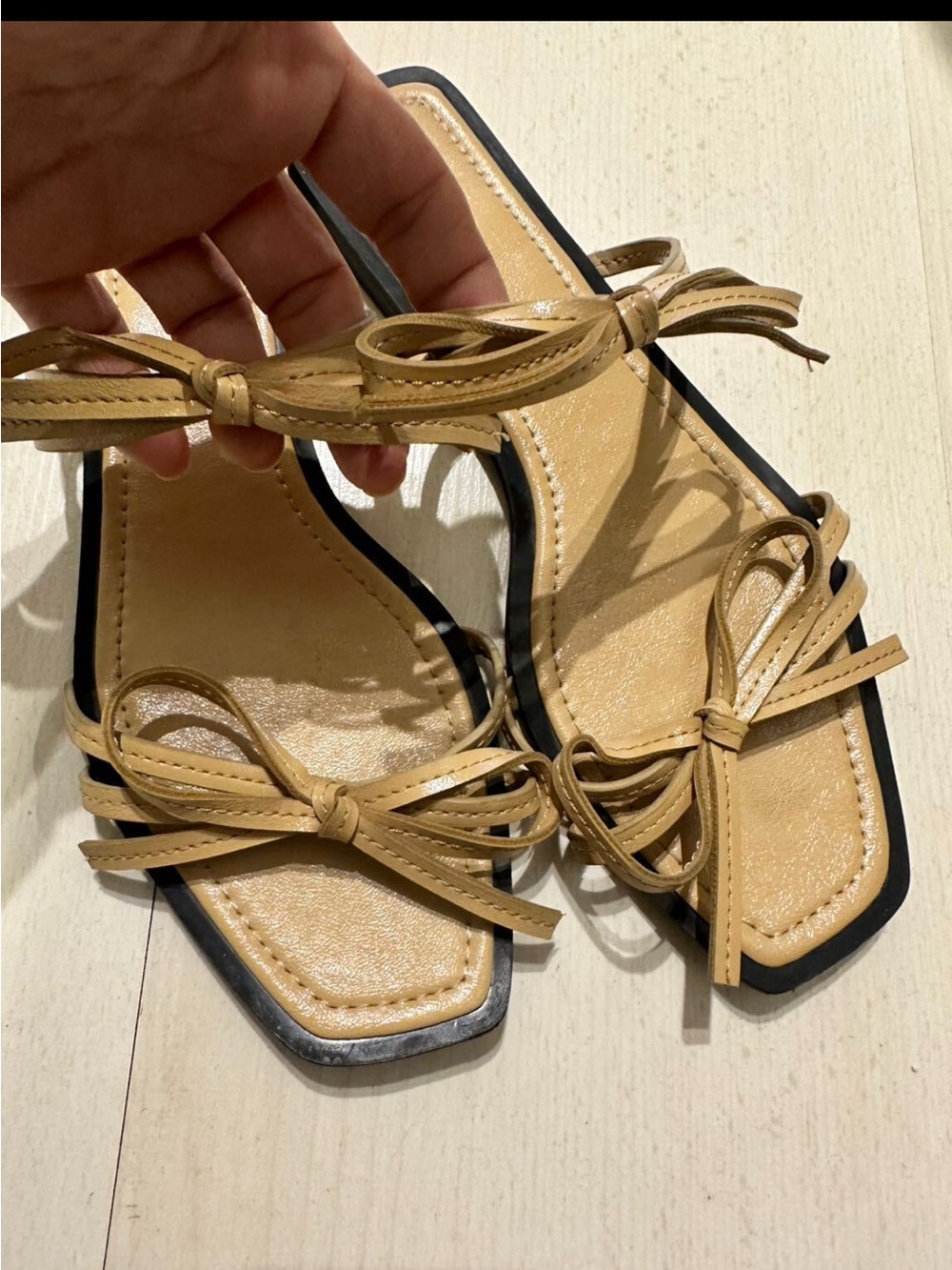 Zara Bow Trim Flat Sandals - Picture 2 of 5